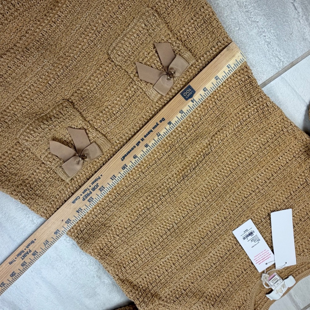 Lilly Pulitzer Rhys Sweater Dress Rattan Metallic Marl Tan Bow Pocket 020489 M - Picture 4 of 10